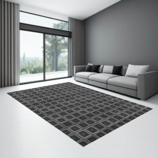 Latest Gray and Black Checkered design Rug