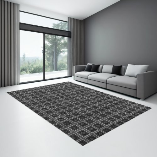 Latest  Gray and Black Checkered design   Rug