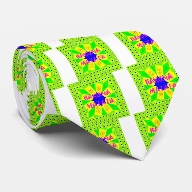 Latest Hakuna Matata Beautiful Amazing Design Colo Neck Tie (Rolled)