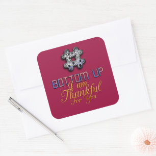 Latest Hashtag 3D Bottom Up Am Thankful For You Square Sticker