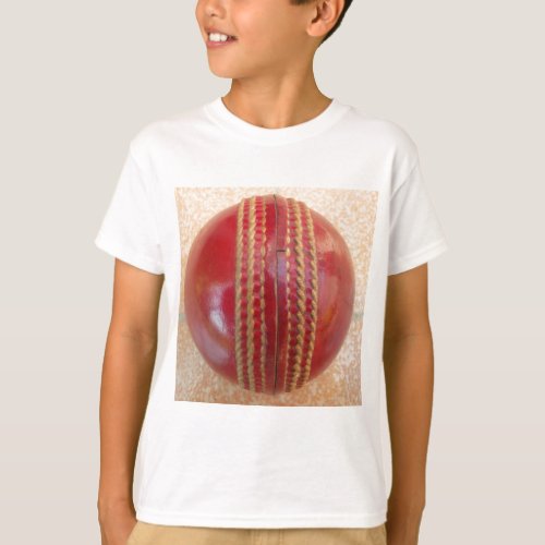 Latest International Red Leather Cricket Ball T_Shirt