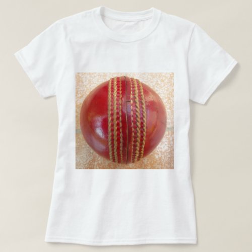 Latest International Red Leather Cricket Ball T_Shirt