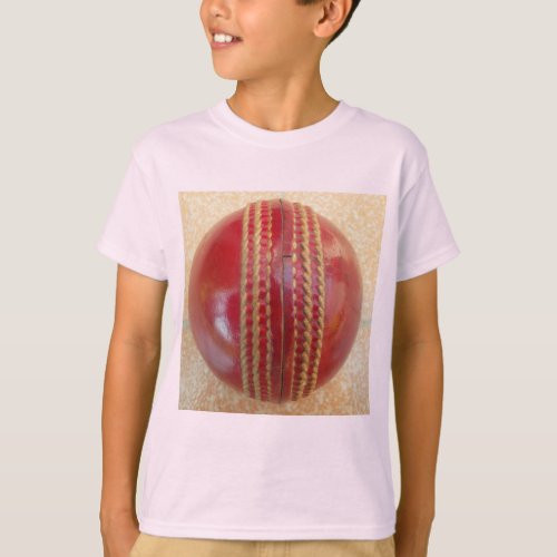 Latest International Red Leather Cricket Ball T_Shirt