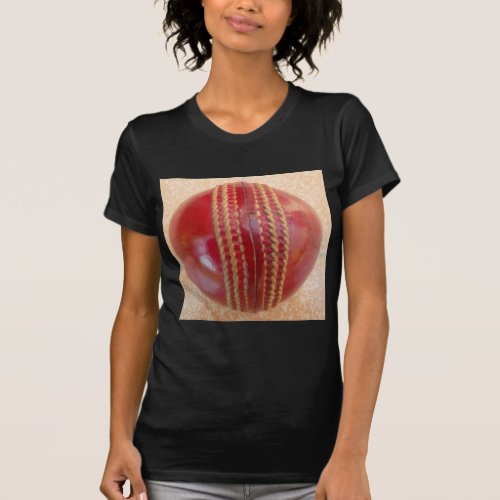 Latest International Red Leather Cricket Ball T_Shirt