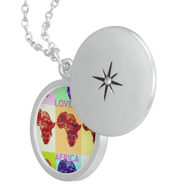 Latest Lovely Africa Edgy continent Design Art Sterling Silver Necklace (Front Right)