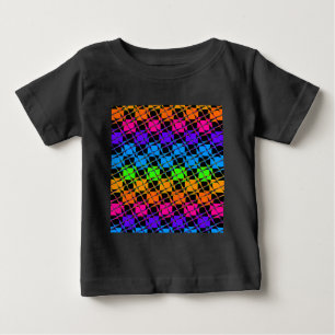 Latest lovely edgy rainbow colors checkered design baby T-Shirt