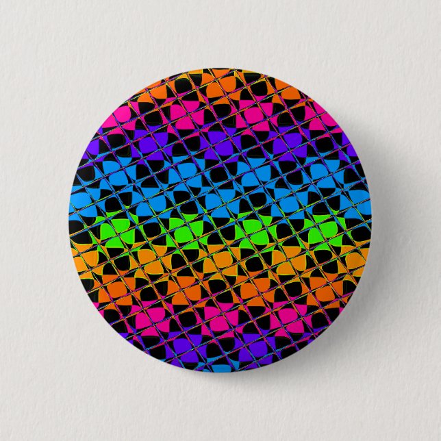 Latest lovely edgy rainbow colors checkered design button (Front)