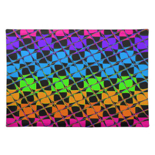 Latest lovely edgy rainbow colors checkered design cloth placemat
