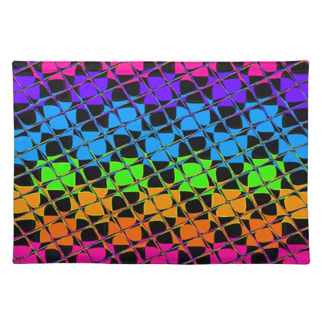Latest lovely edgy rainbow colors checkered design cloth placemat (Front)