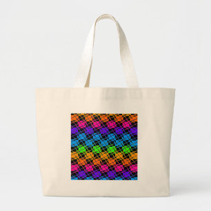 Latest lovely edgy rainbow colors checkered design large tote bag