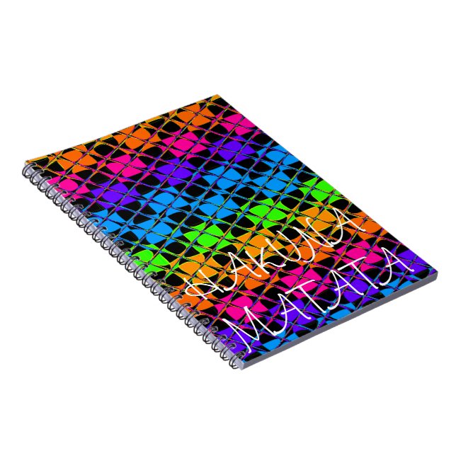 Latest lovely edgy rainbow colors checkered design notebook (Right Side)