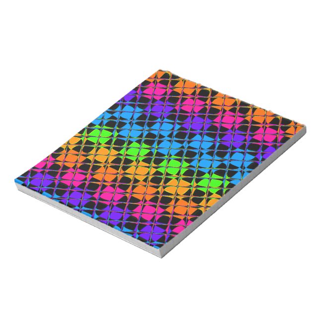 Latest lovely edgy rainbow colors checkered design notepad (Rotated)