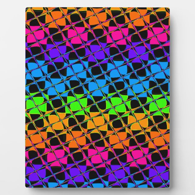 Latest lovely edgy rainbow colors checkered design plaque (Front)
