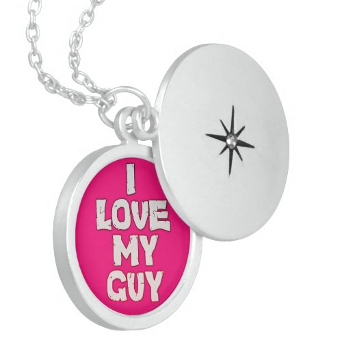 Latest Lovely I Love My Guy Text Bright Pink Color Locket Necklace