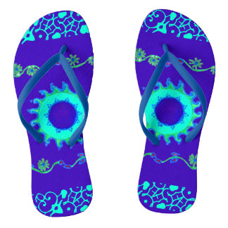 Latest summer time elegant blue classic floral yo flip flops