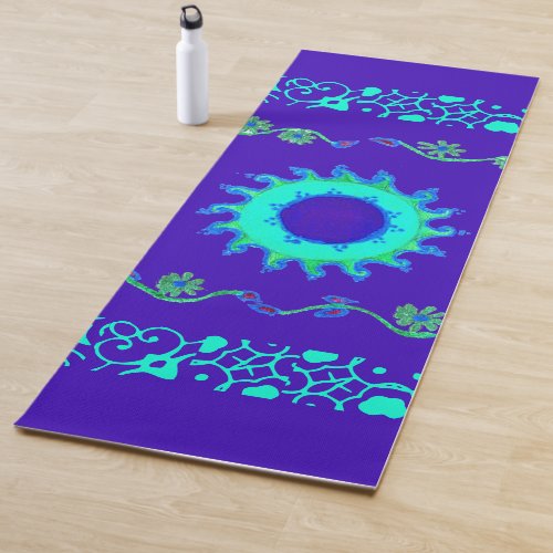 Latest summer time elegant  blue classic floral yoga mat