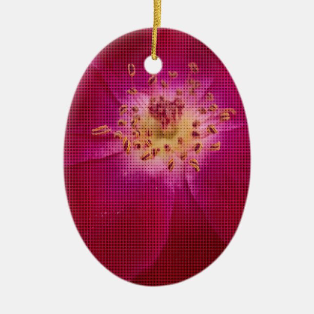 Latest Valentine Day Checkered Rose Ceramic Ornament (Front)