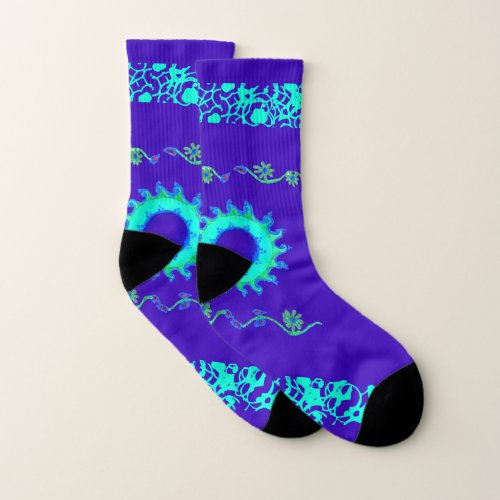 Latest winter time navy blue weekend floral   socks