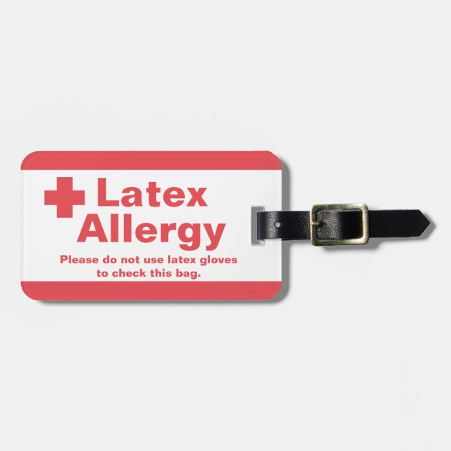 Latex Allergy Alert Luggage Tag (Front Horizontal)