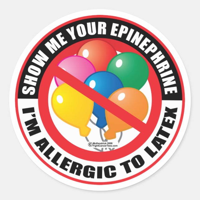 Latex Allergy Classic Round Sticker (Front)