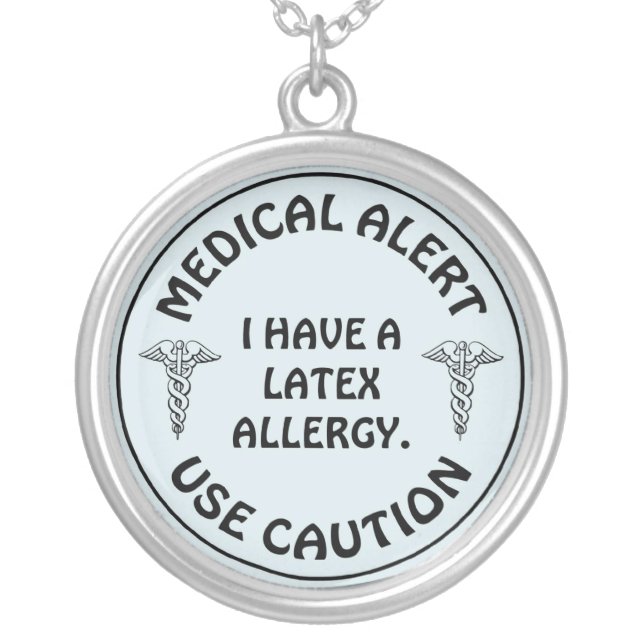 LATEX ALLERGY SILVER PLATED NECKLACE (Front)