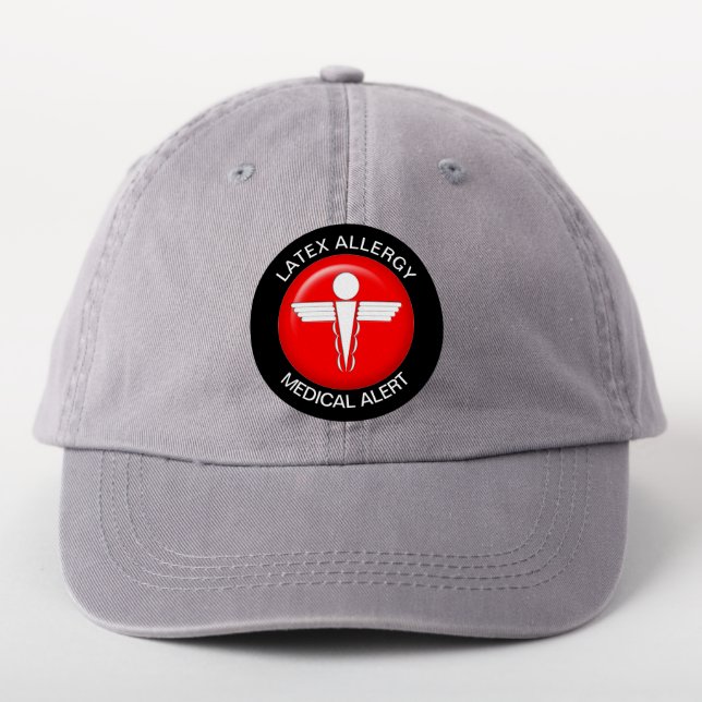Latex Medical Alert Iron on Patch (On Headwear)