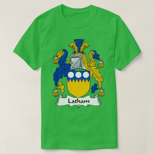 Latham Coat of Arms Family Crest  T-Shirt (Design Front)