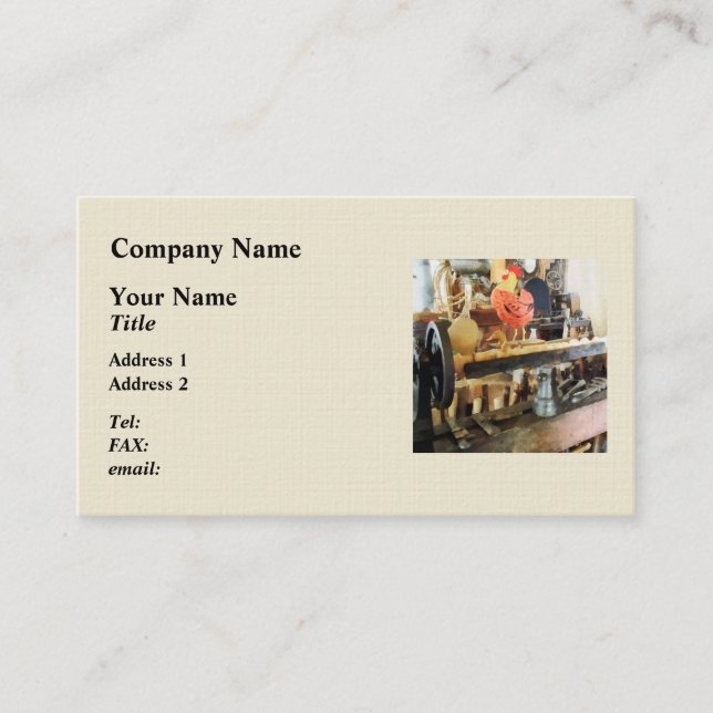 Lathe in Wood Shop Business Card (Front)