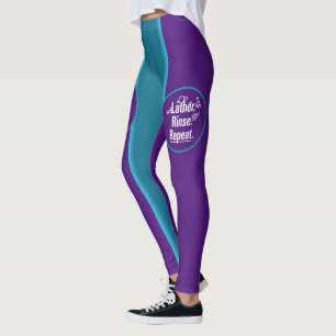 Lather Rinse Repeat Aqua Stripes Spots Leggings