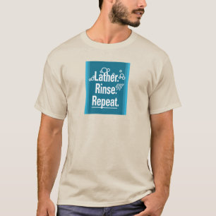Lather Rinse Repeat White Gfx Aqua Stripes T-Shirt