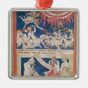 Latin 7253 15 675, f.4v: Job being tested by God Metal Ornament