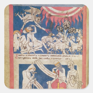 Latin 7253 15 675, f.4v: Job being tested by God Square Sticker