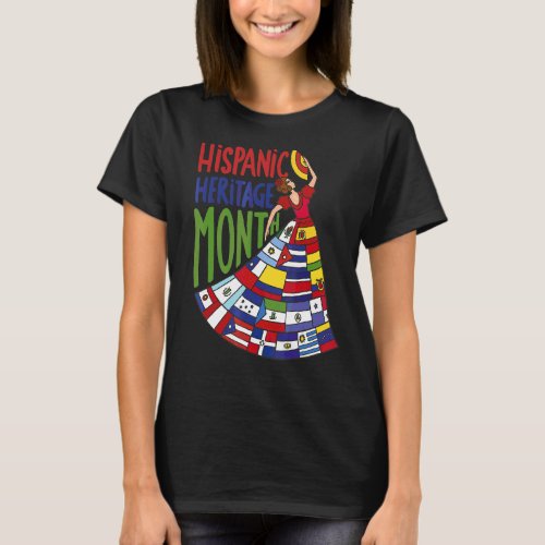 Latin American Flags Hispanic Heritage Month T_Shirt