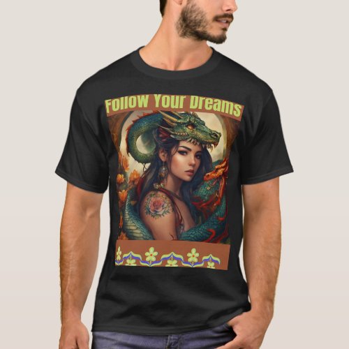 Latin American Girl Dragon Tattoos Art T_Shirt