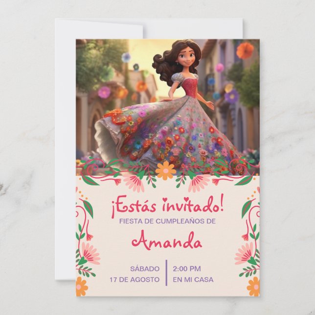 Latin American Princess Birthday Invitation (Front)