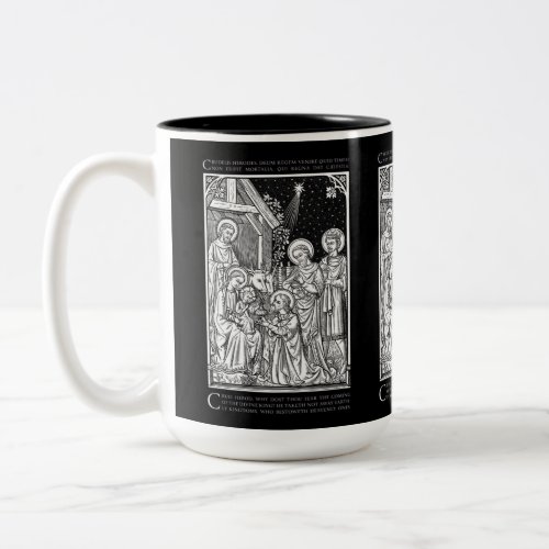 Latin Catholic Epiphany Line Art Two_Tone Coffee Mug