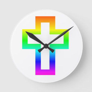 Latin (Christian) Cross Round Clock