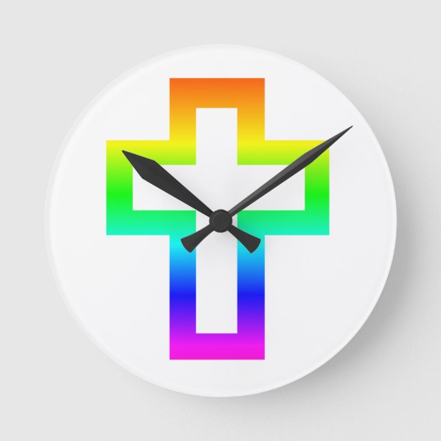 Latin (Christian) Cross Round Clock (Front)