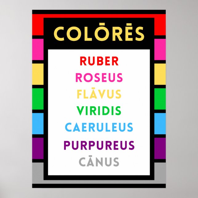 Latin Colors Poster - Latin Teacher Gift (Front)