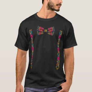 Latin culture tuxedo bow tie with suspenders party T-Shirt