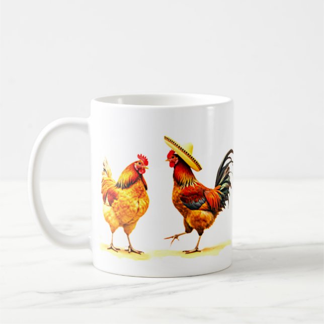 LATIN DANCING CHICKENS MUG (Left)