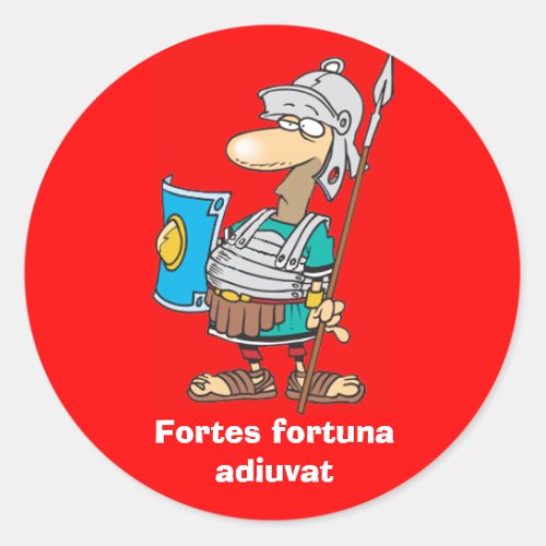 Latin Fortes fortuna adiuvat Classic Round Sticker