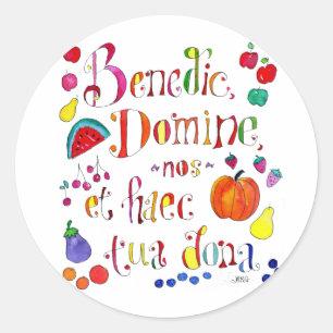 Latin Gratitude Grace Prayer - Bless Us O Lord Classic Round Sticker