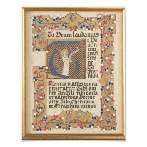 Latin Hymn Medieval style Illuminated Calligraphy Photo Print