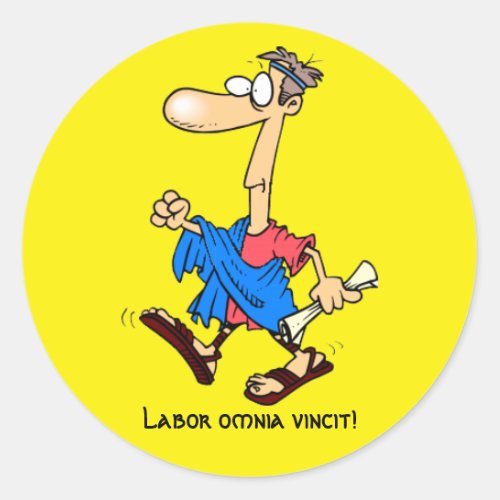Latin Labor omnia vincit Classic Round Sticker