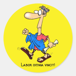 Latin: Labor omnia vincit! Classic Round Sticker