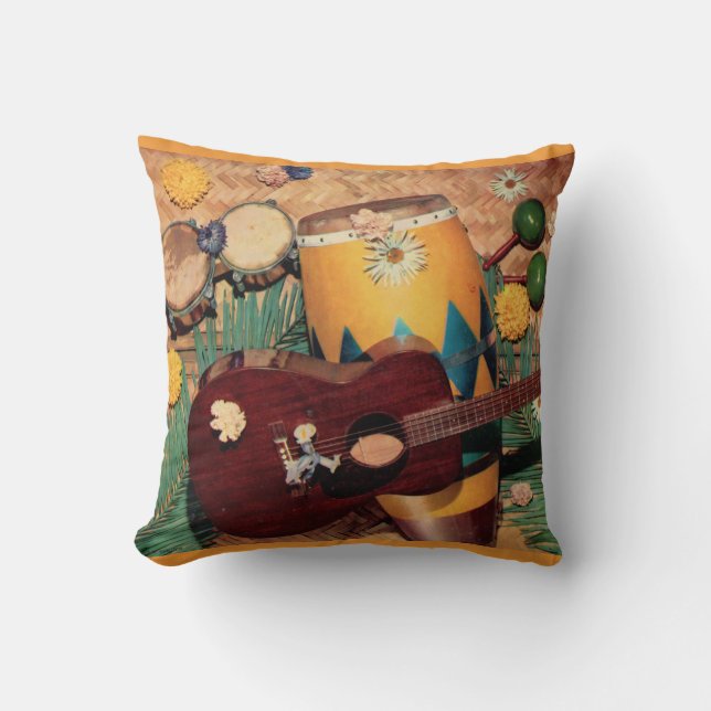 Latin music instruments throw pillow (Front)