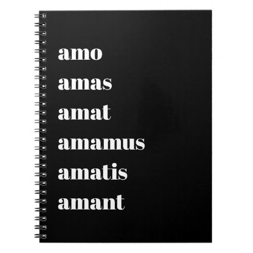 Latin Notebook with typography Amo Amas Amat 