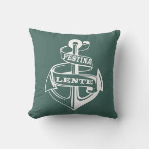 Latin Phrase Festina lente Throw Pillow