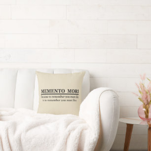 Latin Phrase - Memento Mori Throw Pillow